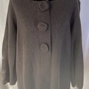 Boden Chunky Knit Cashmere Angora Blend Olive Brown Sweater Sz 16